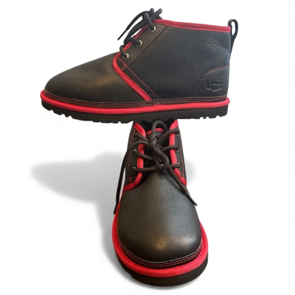 UGG Men's Neumel leather Chukka Boots black and red